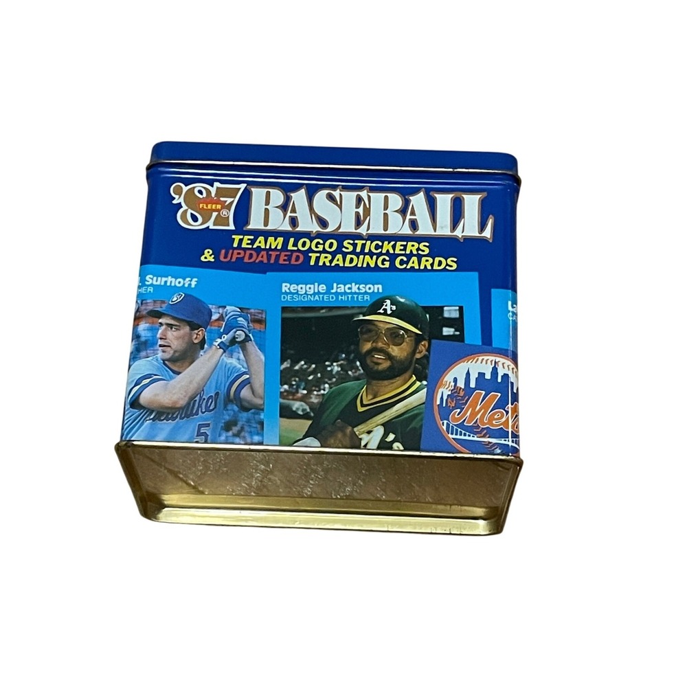 1987 Fleer Baseball Commemorative Tin 132 Updated Cards 22 Stickers Blue Vintage